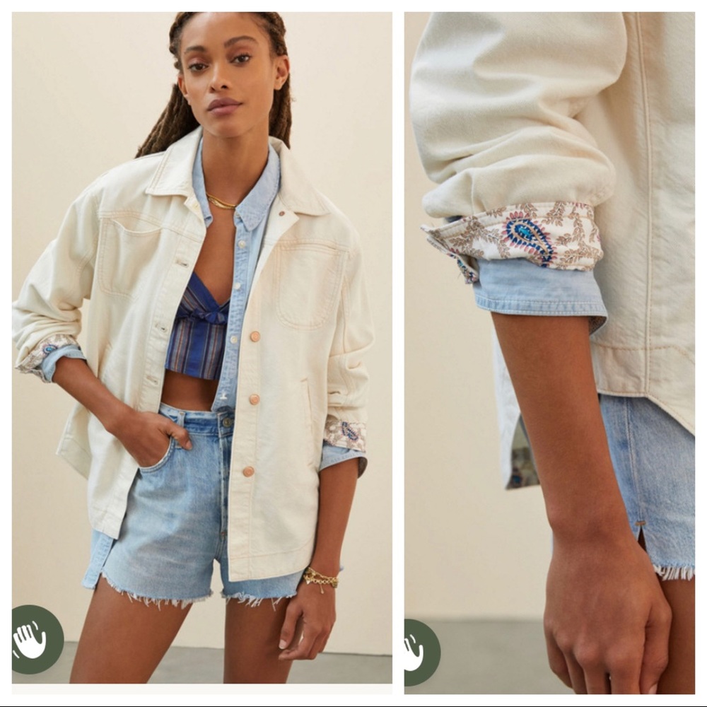 Anthropologie Pilcro Draped Denim Shirt Jacket Sz S